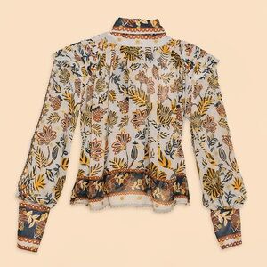 Farm Rio Floral Beehive Longsleeve Blouse